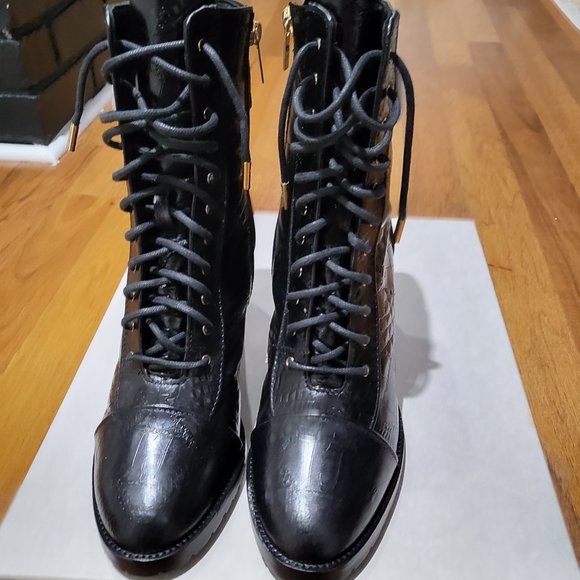 Jimmy Choo Cayo Patchwork Croc Embossed Boot NWT box & dust bag - Picture 2 of 7